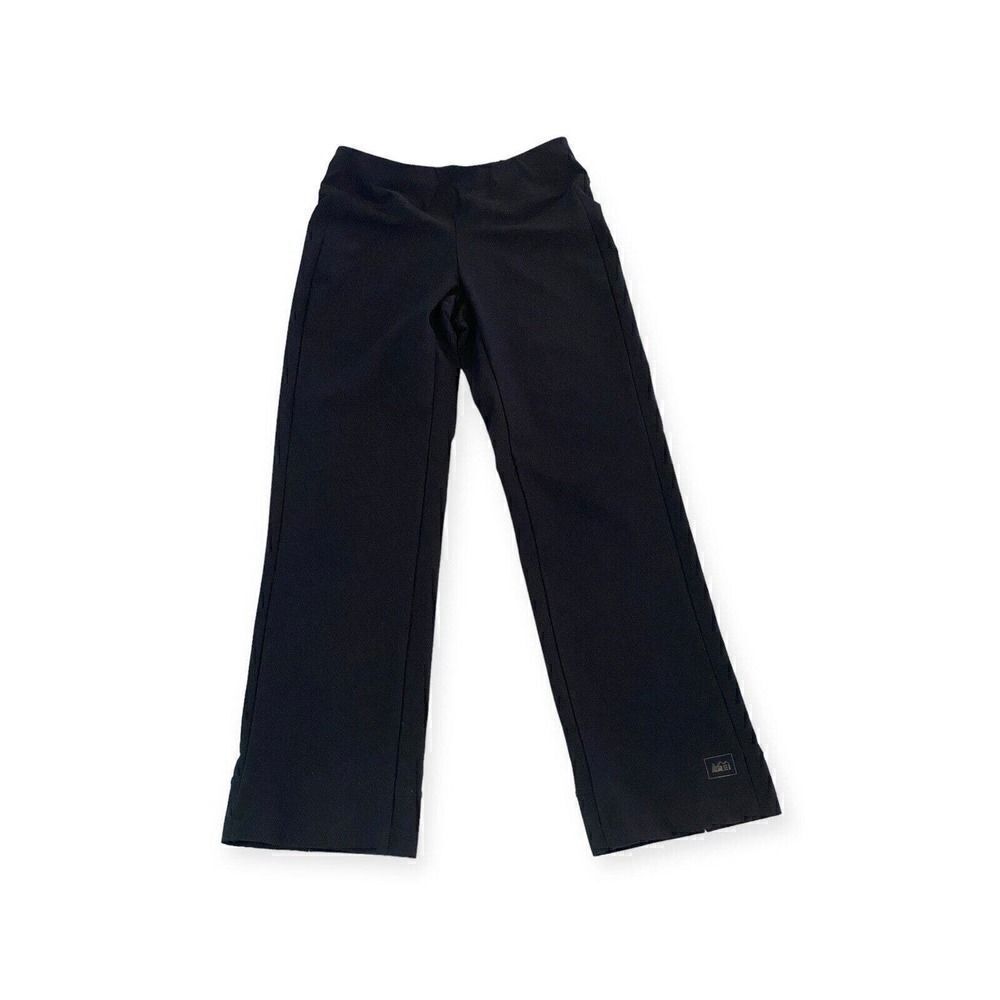 REI Yoga Casual Pants with Back Slit Legs Women's Size S Black Drawstring Waist